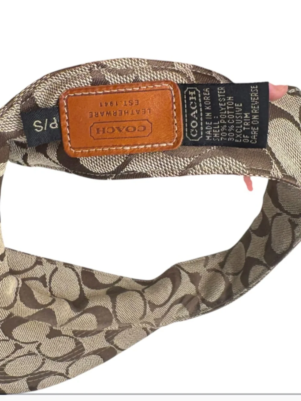 Coach vintage y2k brown khaki signature mini c visor sun hat